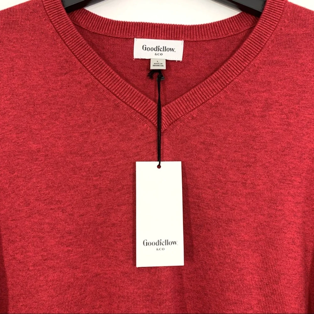 Goodfellow Men’s Red V-Neck Long Sleeve Sweater